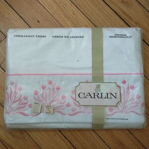 VTG Carlin West Point Pepperell White Twin Extra Long Flat Sheet No Iron New